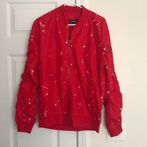 Rue21 red paint splatter jacket
